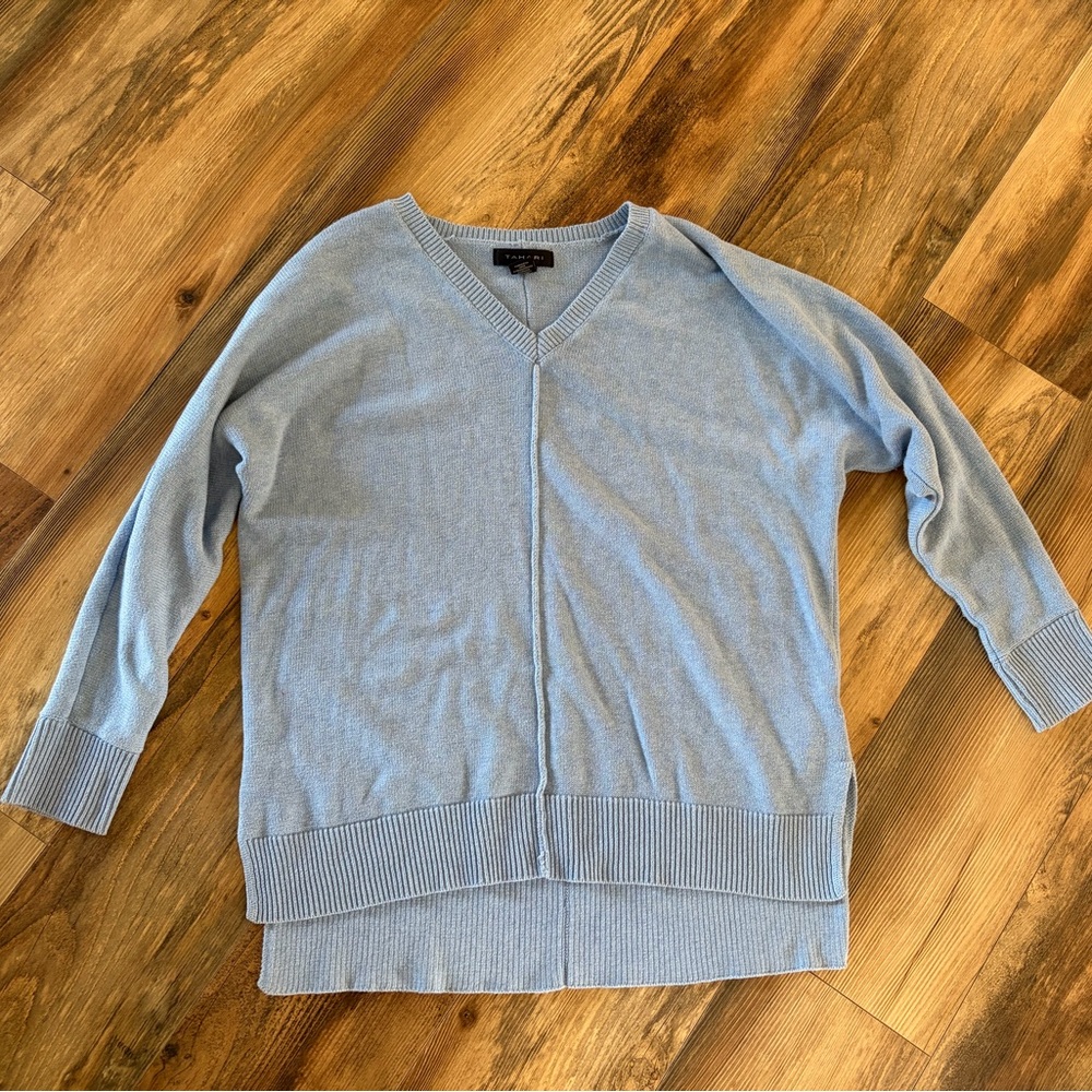 Tahari Soft Sky Blue V-Neck Sweater